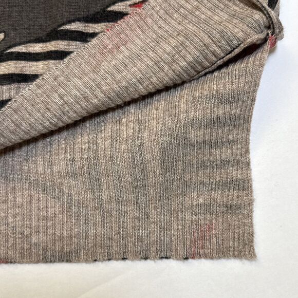 Shana Sweater Medium Abstract Face Print Art Pullover Drop Shoulder Taupe Multi - Picture 12 of 13